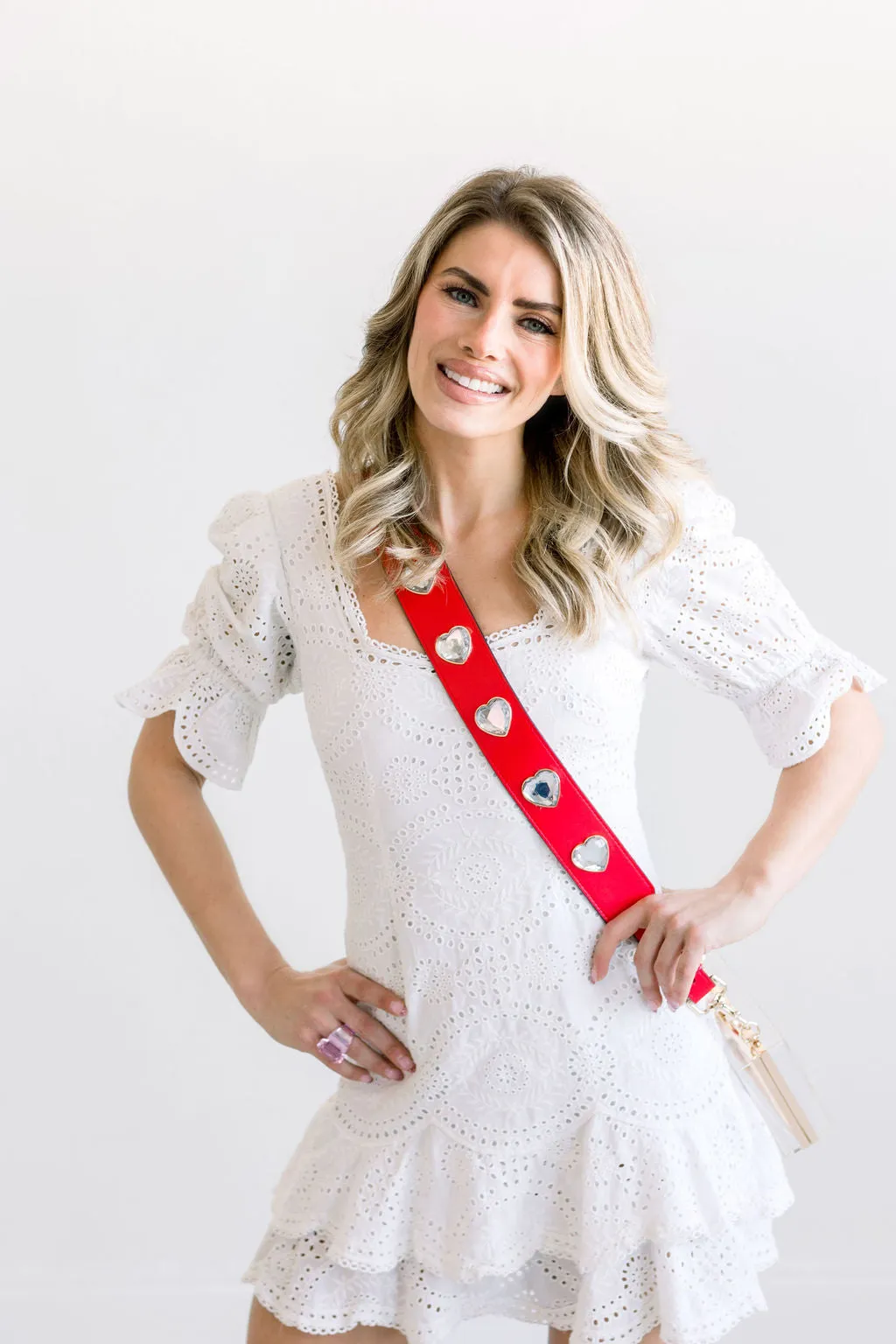 Crystal Heart Purse Straps - Red/Clear sold by Buddy Love product image thumbnail 4