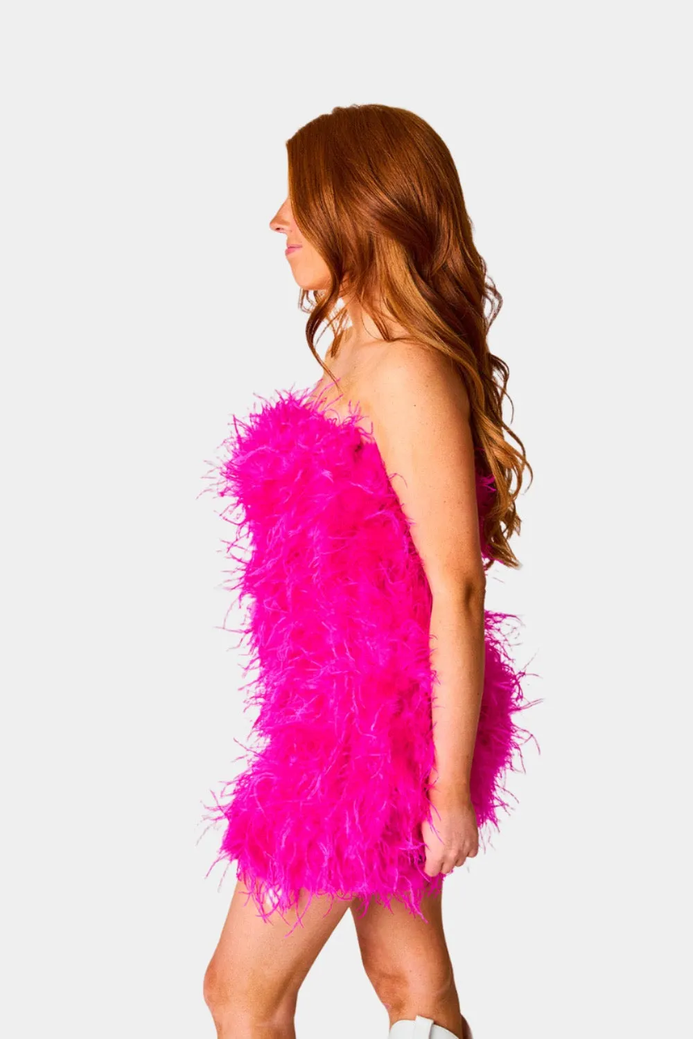 Celeste Feather Mini Dress - Hot Pink sold by Buddy Love product image thumbnail 3