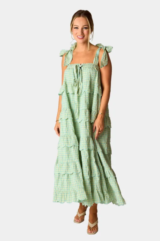 Landon Tie-Shoulder Maxi Dress - Misty Blue sold by Buddy Love