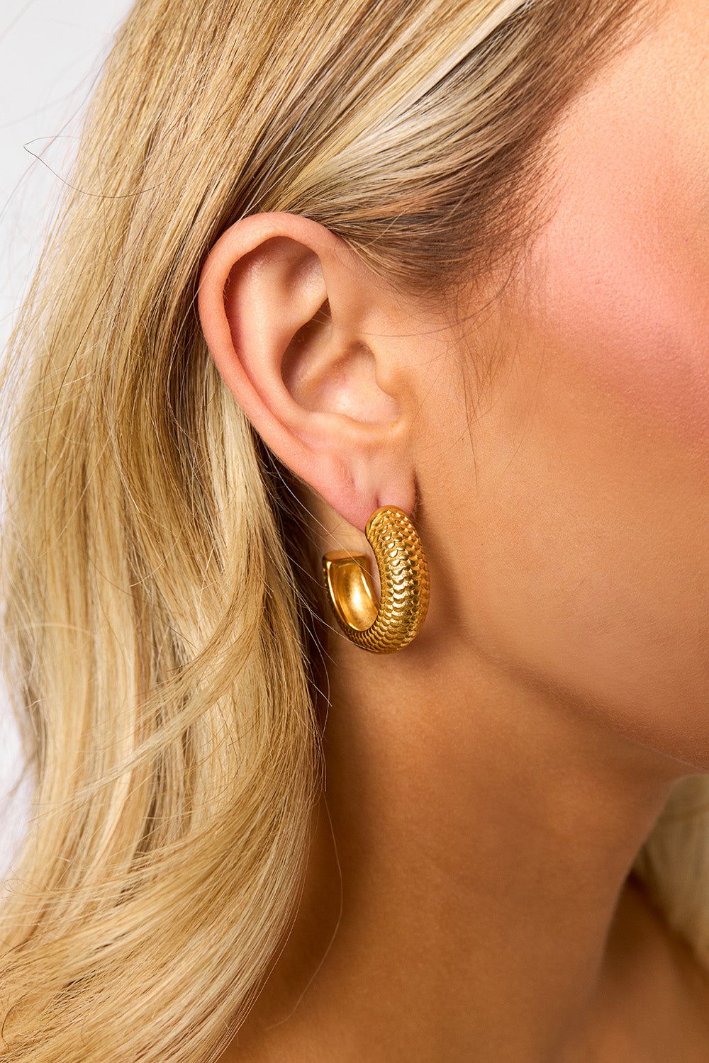 Stainless Steel Scale C-Hoop Earrings sold by Buddy Love product image thumbnail 4