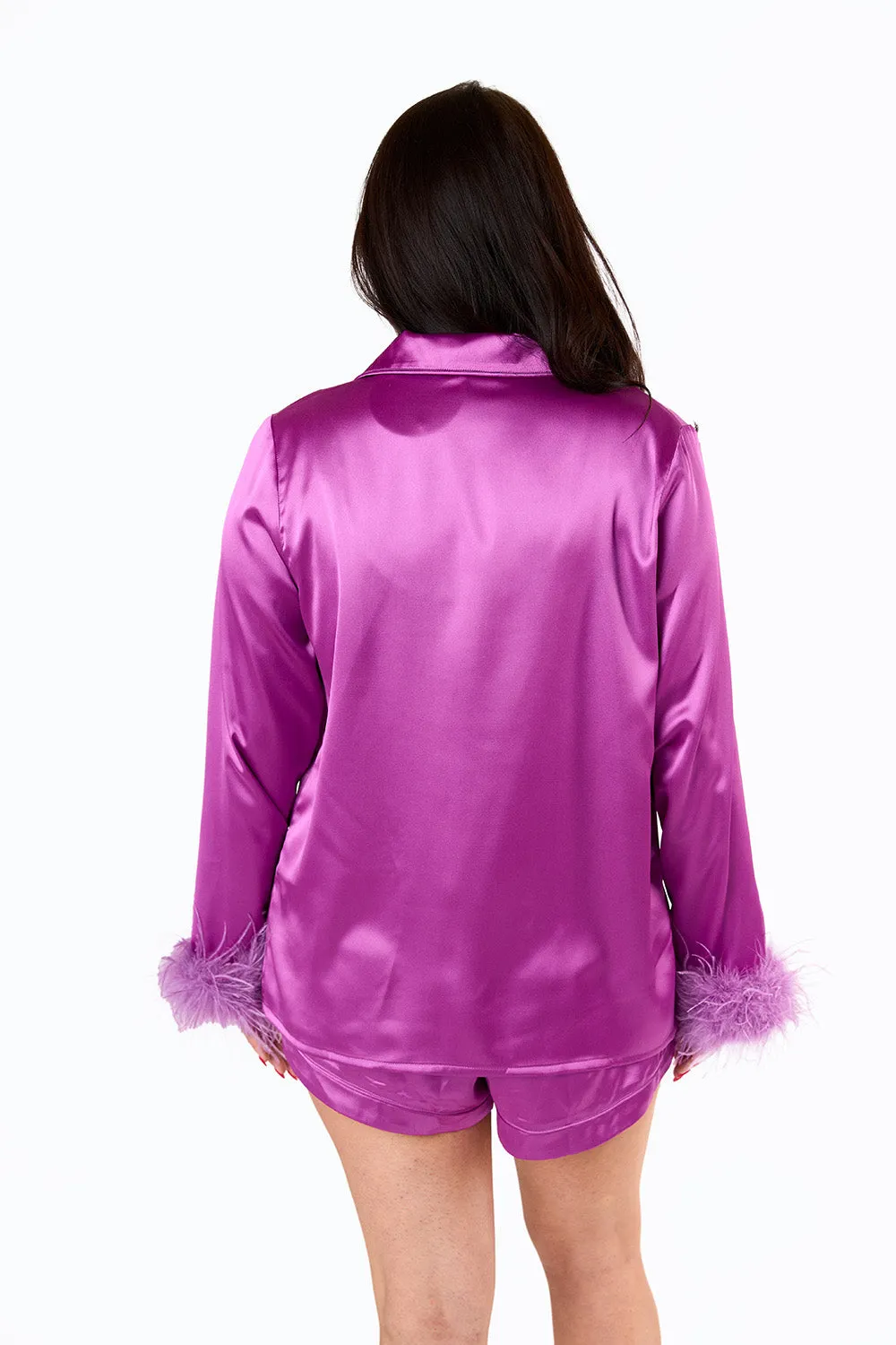 Prescott Feather Trim Pajama Set - Purple sold by Buddy Love product image thumbnail 5