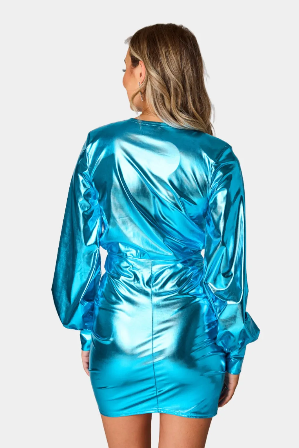 Cyrus Metallic Short Dress - Cyan sold by Buddy Love product image thumbnail 4