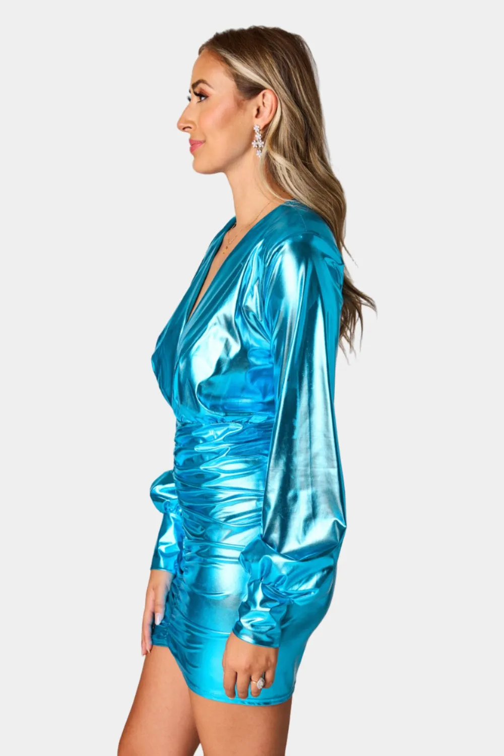 Cyrus Metallic Short Dress - Cyan sold by Buddy Love product image thumbnail 3