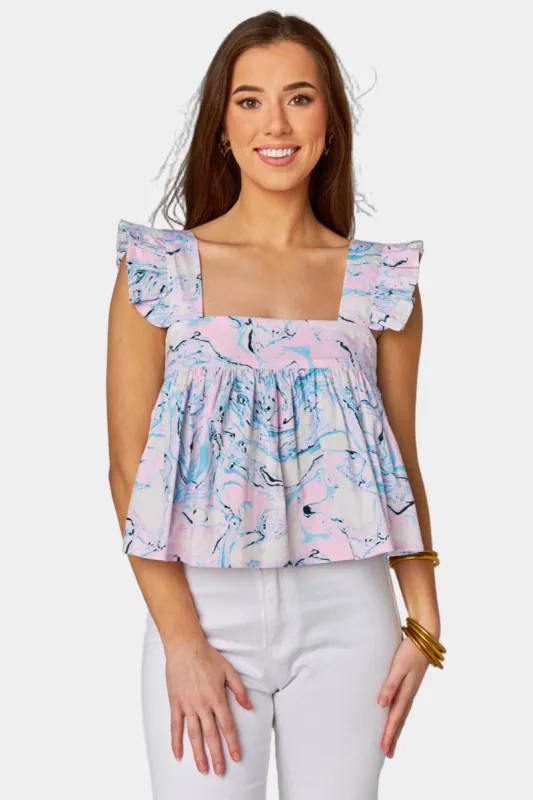 Kyle Ruffle Swing Tank Top - Swirl sold by Buddy Love