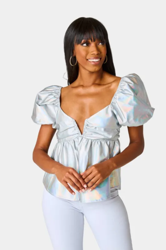 Houston Puff Sleeve Top - Iridescent sold by Buddy Love