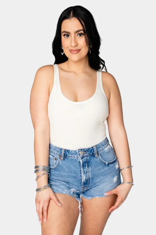 Sammy Scoop Neck Bodysuit - Cream sold by Buddy Love