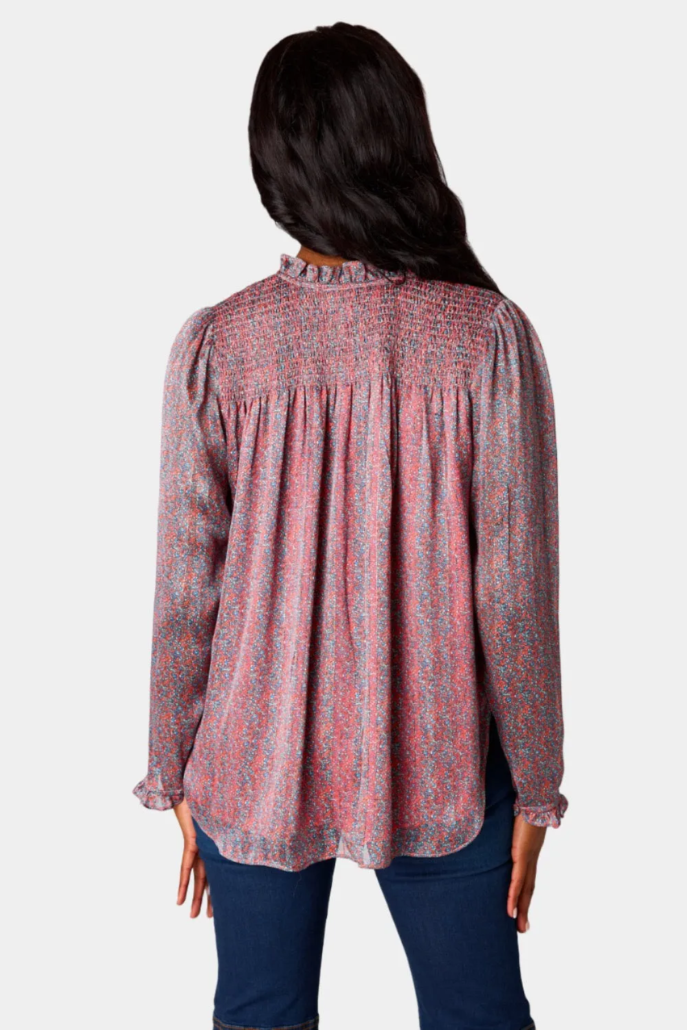 Everly Long Sleeve Button Up Blouse - Forget Me Not sold by Buddy Love product image thumbnail 4
