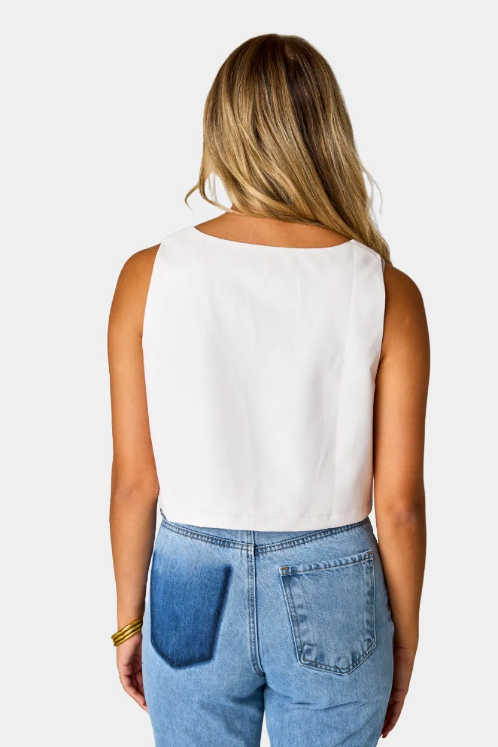 Manning Vegan Leather Cropped Tank Top - Powder sold by Buddy Love product image thumbnail 5