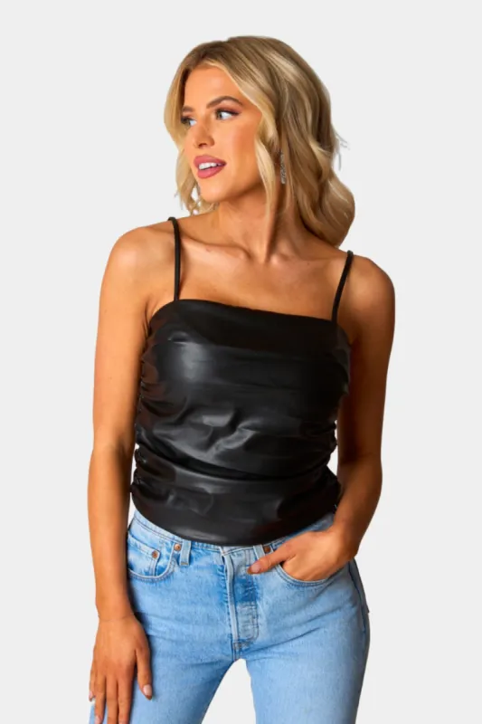 Jolee Vegan Leather Tank Top - Black sold by Buddy Love