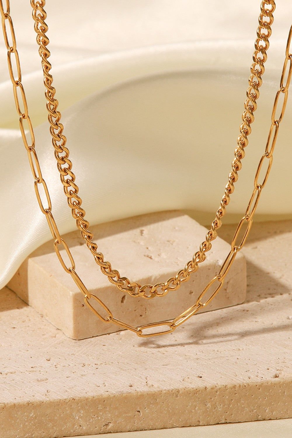 18K Gold Plated Layered Chain Necklace sold by Buddy Love product image thumbnail 3
