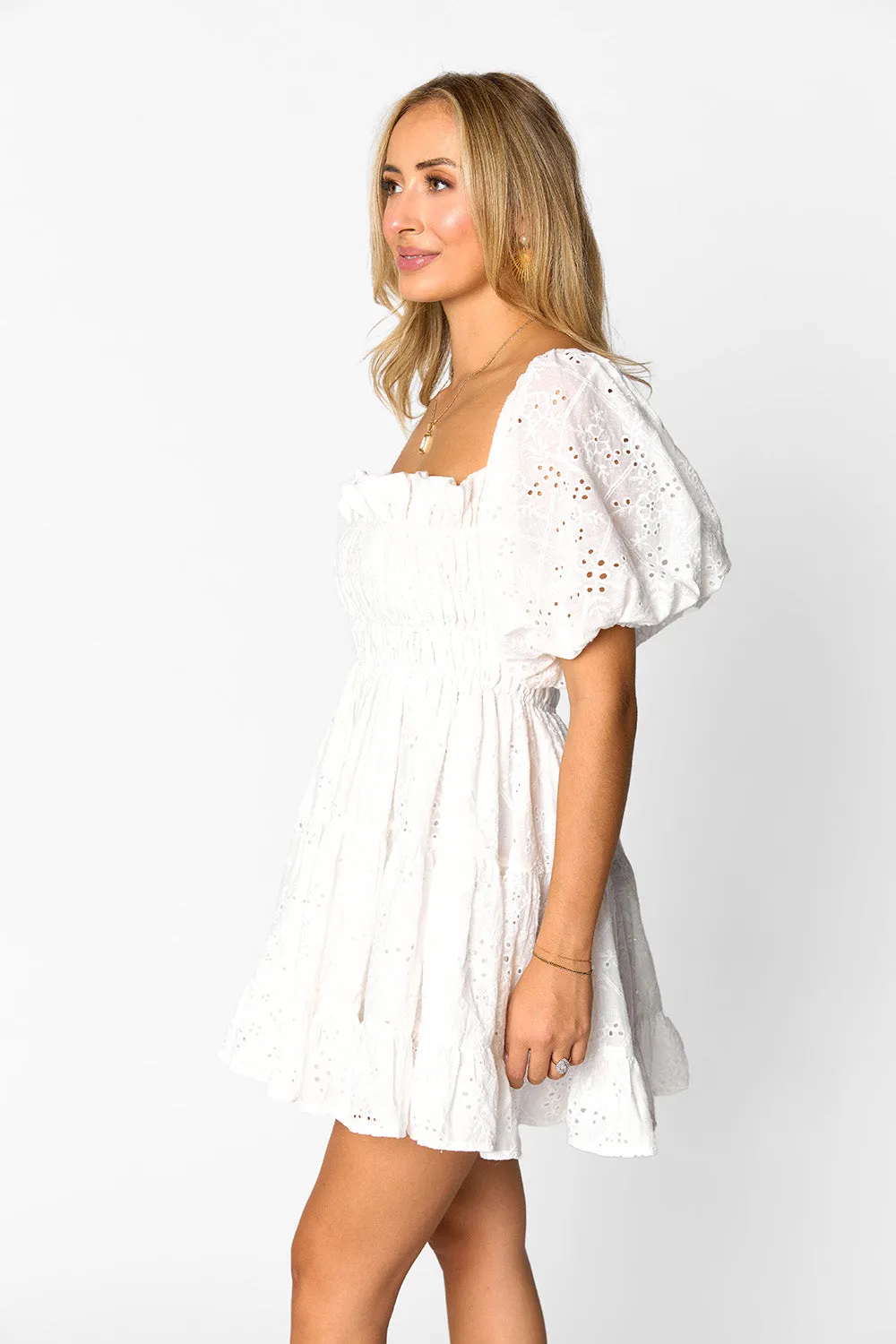Spencer Puff Sleeve Mini Dress - White sold by Buddy Love product image thumbnail 2