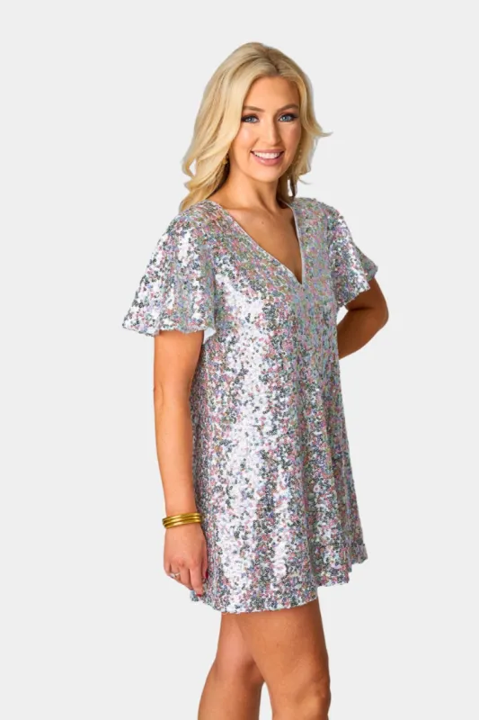 Taya Sequin Short Dress - Funfetti sold by Buddy Love