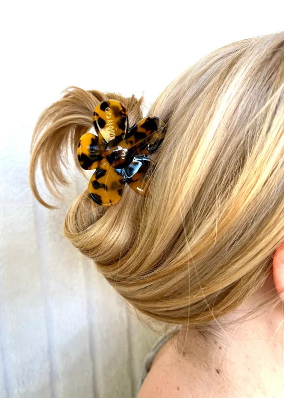 Gigi Flower Hair Clip - Brown Tortoise sold by Buddy Love