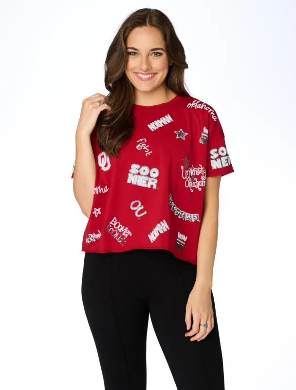 The OU Sequin Spirit Tee sold by Buddy Love