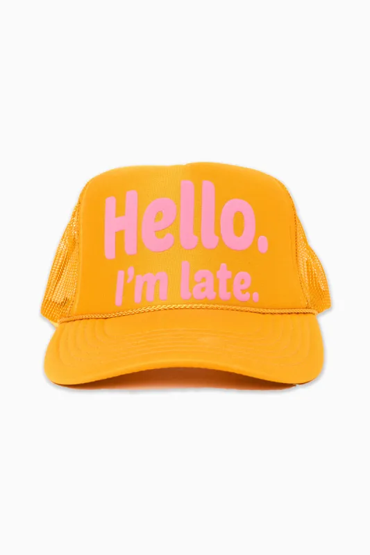 Hello, I'm Late Trucker Hat - Yellow sold by Buddy Love