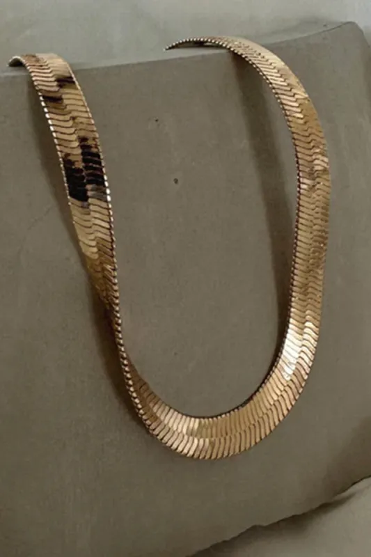 8mm Herringbone Necklace - Gold sold by Buddy Love