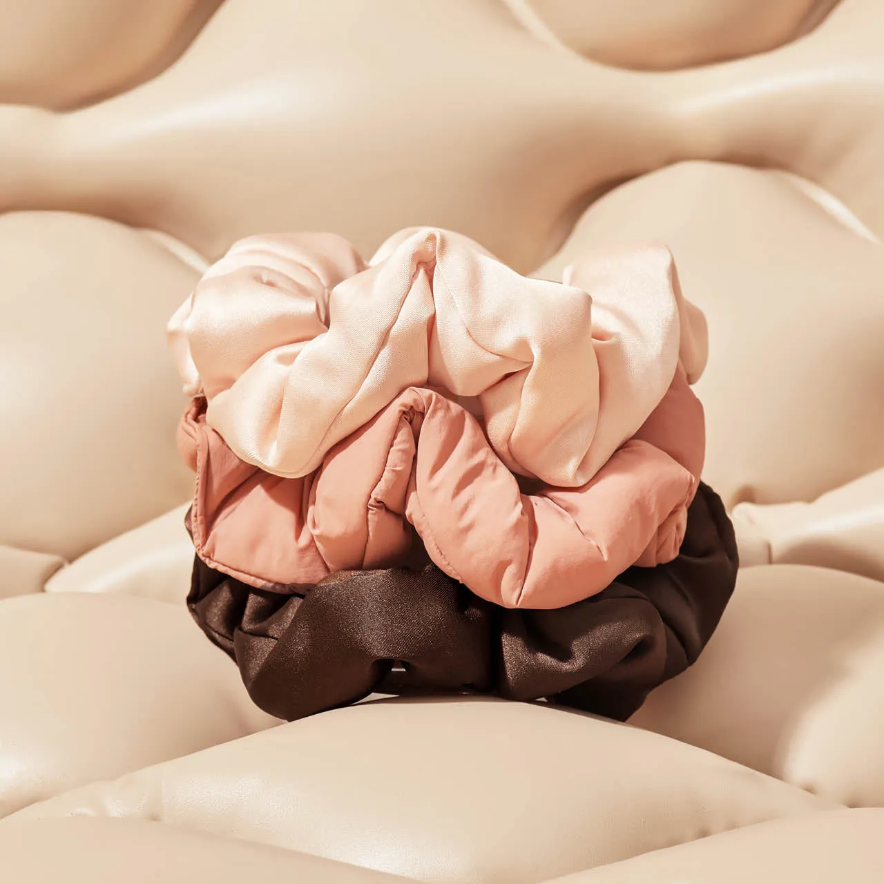 Recycled Fabric Cloud Scrunchies 3pc Set - Rosewood sold by Buddy Love product image thumbnail 3