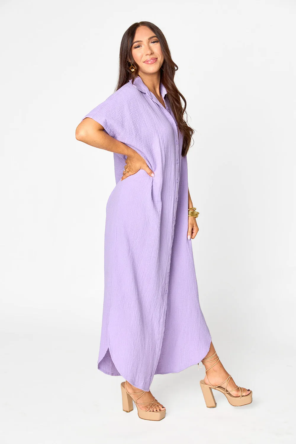 Carmen Cover Up Caftan Maxi Dress - Lavender sold by Buddy Love product image thumbnail 4