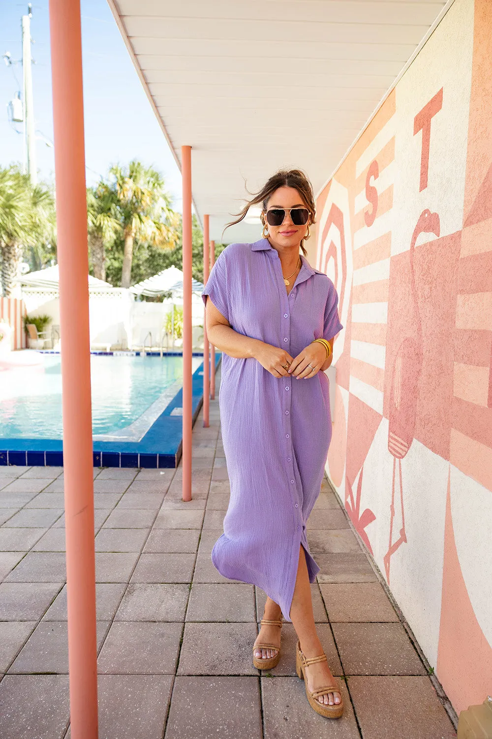 Carmen Cover Up Caftan Maxi Dress - Lavender sold by Buddy Love product image thumbnail 3