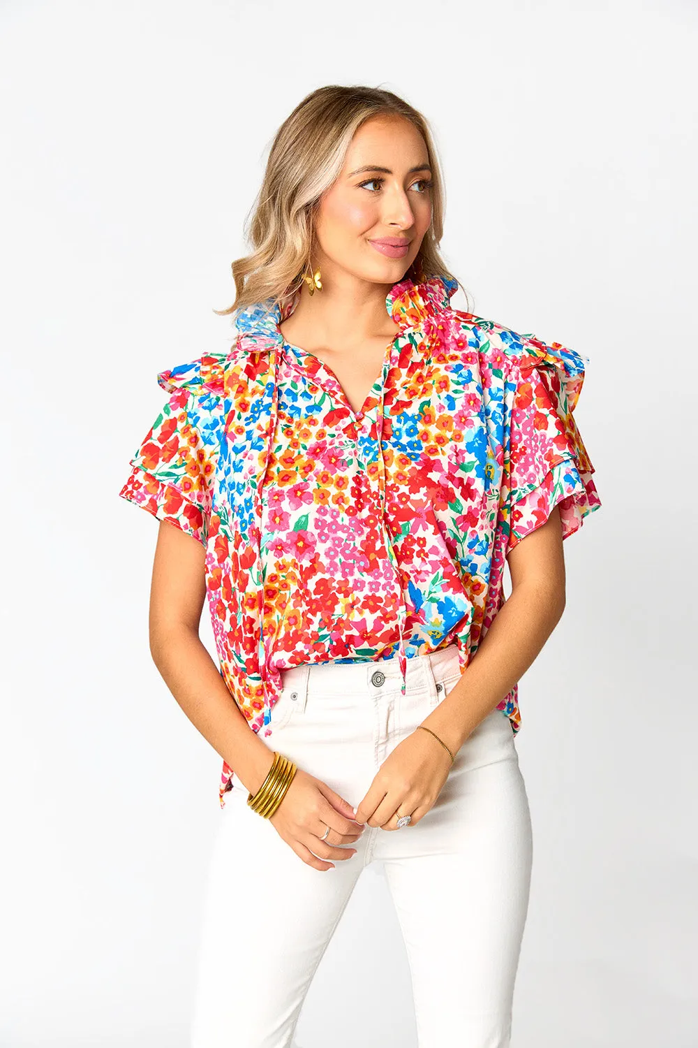 Shauna Ruffle Shoulder Top - Berry Blue sold by Buddy Love