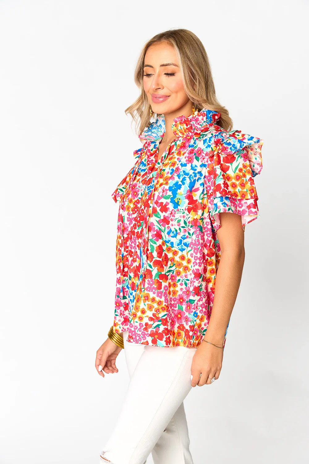 Shauna Ruffle Shoulder Top - Berry Blue sold by Buddy Love product image thumbnail 4