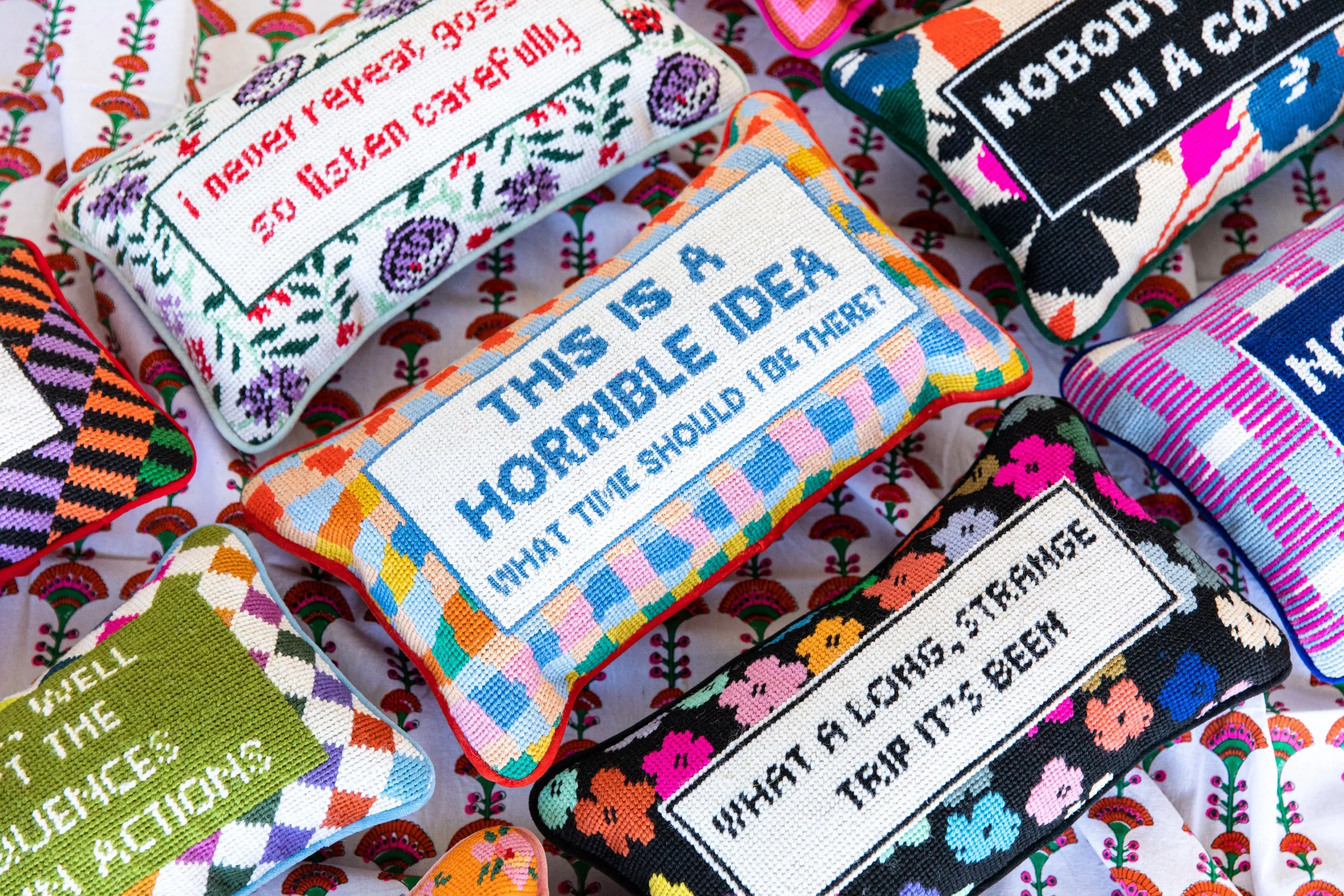 Horrible Idea Needlepoint Pillow sold by Buddy Love product image thumbnail 3