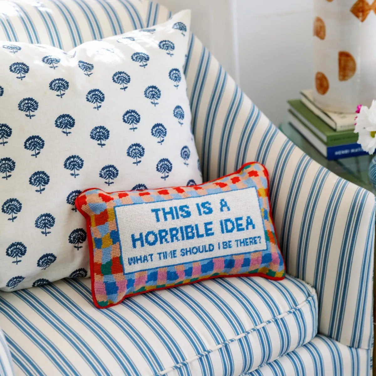 Horrible Idea Needlepoint Pillow sold by Buddy Love product image thumbnail 2