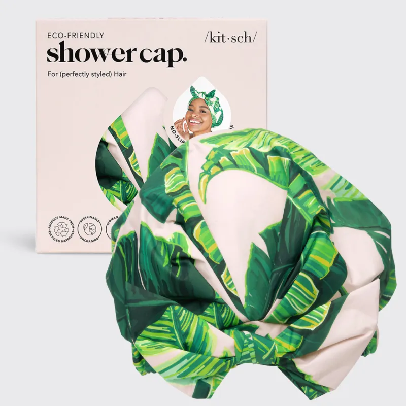 Recycled Polyester Luxe Shower Cap - Palm Leaves sold by Buddy Love