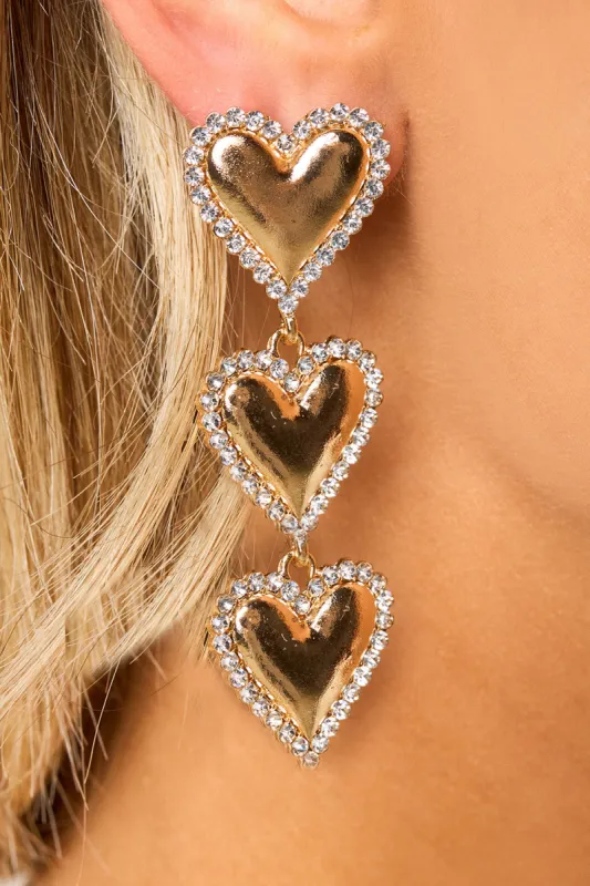 Layla Drop Heart Earrings - Gold sold by Buddy Love