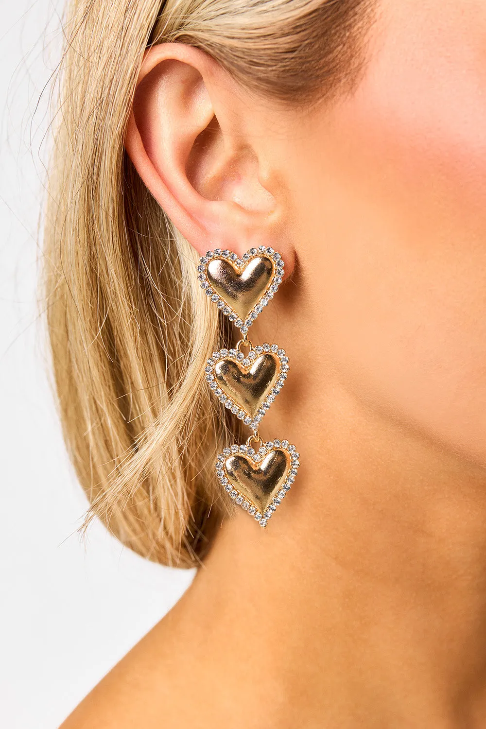 Layla Drop Heart Earrings - Gold sold by Buddy Love product image thumbnail 2