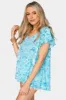 Avril Flutter Sleeve V-Neck Top - Pacific sold by Buddy Love