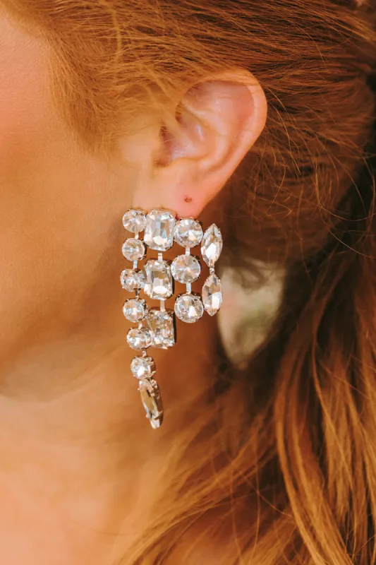 Jeweled Statement Earrings - Silver sold by Buddy Love