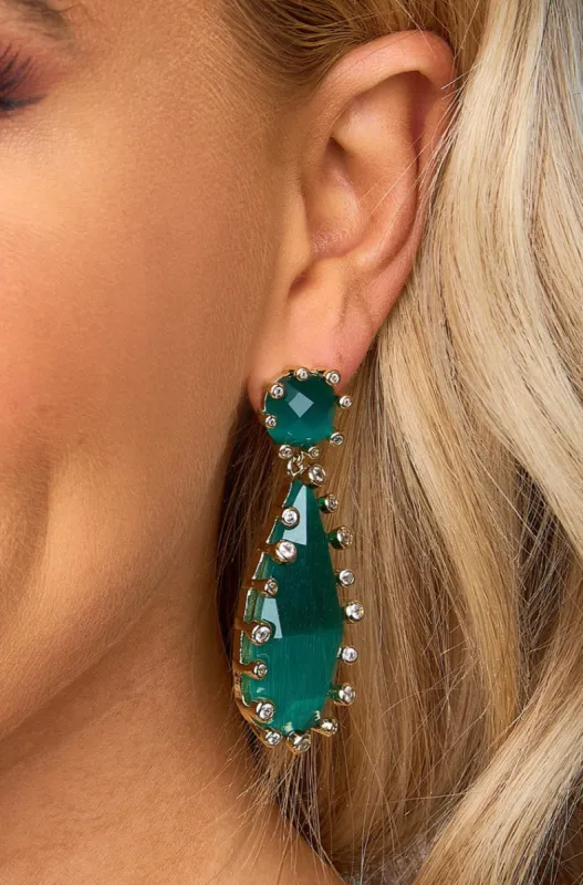 Teardrop Statement Earrings - Green sold by Buddy Love