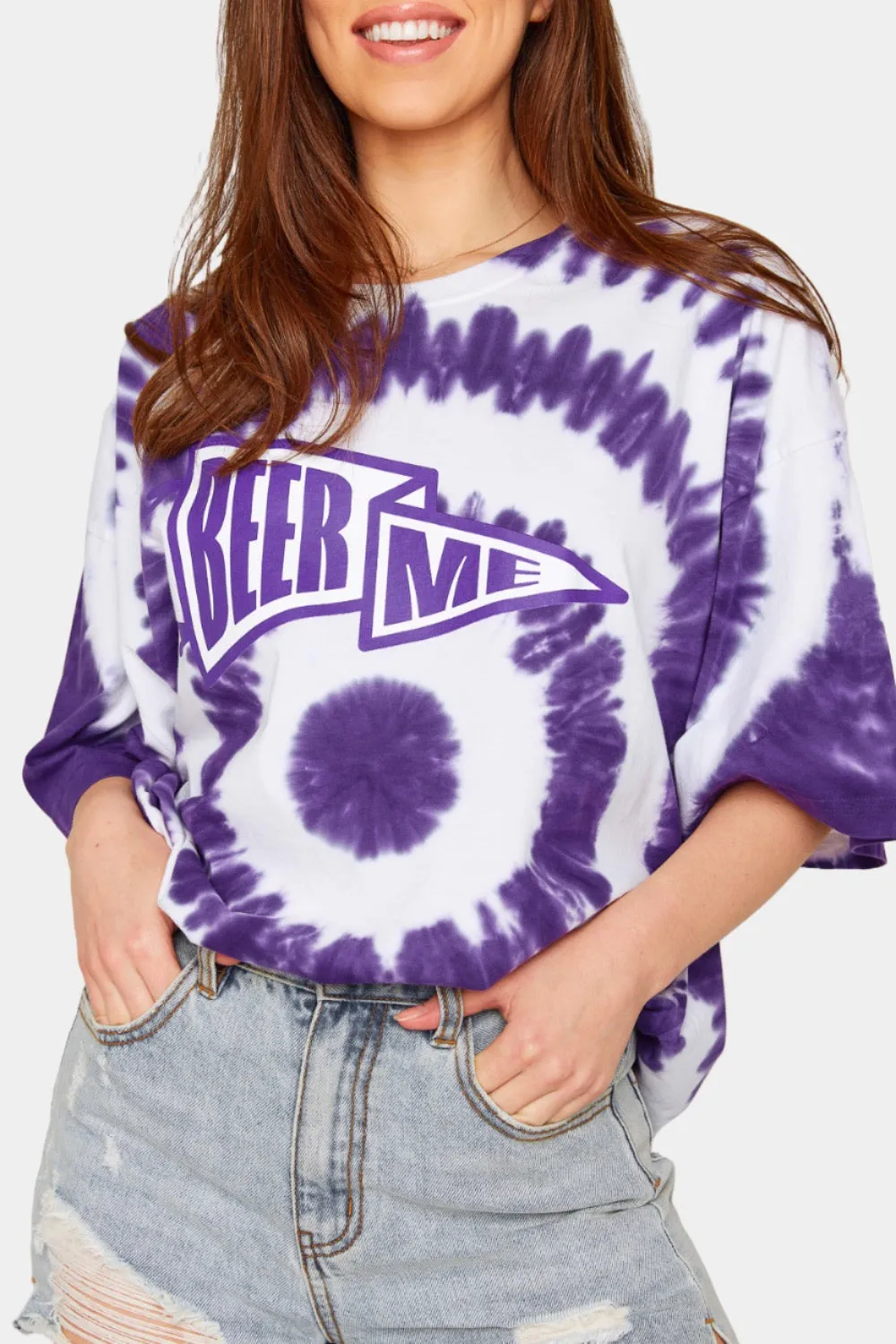 Ram Oversized Graphic Tie-Dye Tee - Beer Me Purple sold by Buddy Love product image thumbnail 4