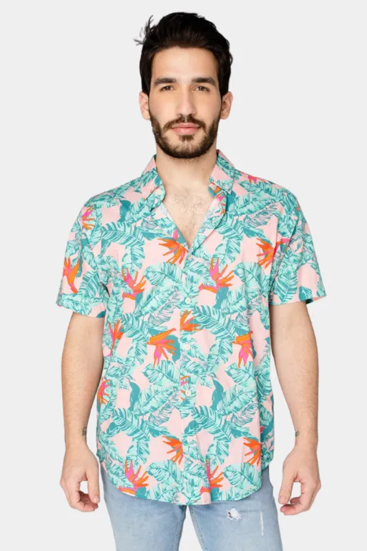 Robert Button Down Dress Shirt - Hibiscus sold by Buddy Love