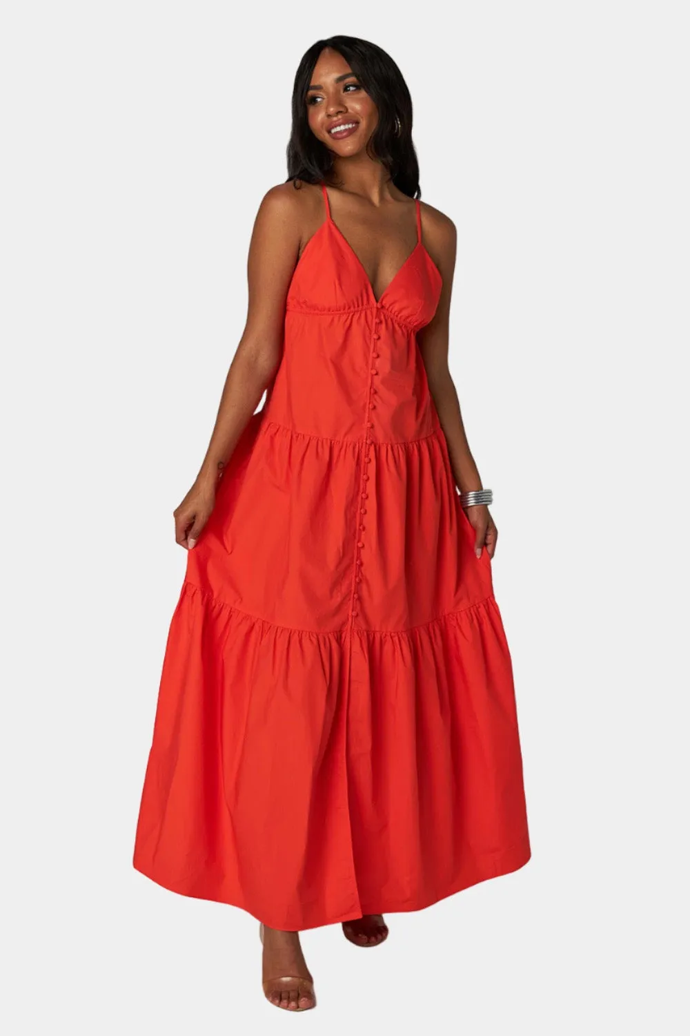 Kenna Tiered Maxi Dress - Tangerine sold by Buddy Love