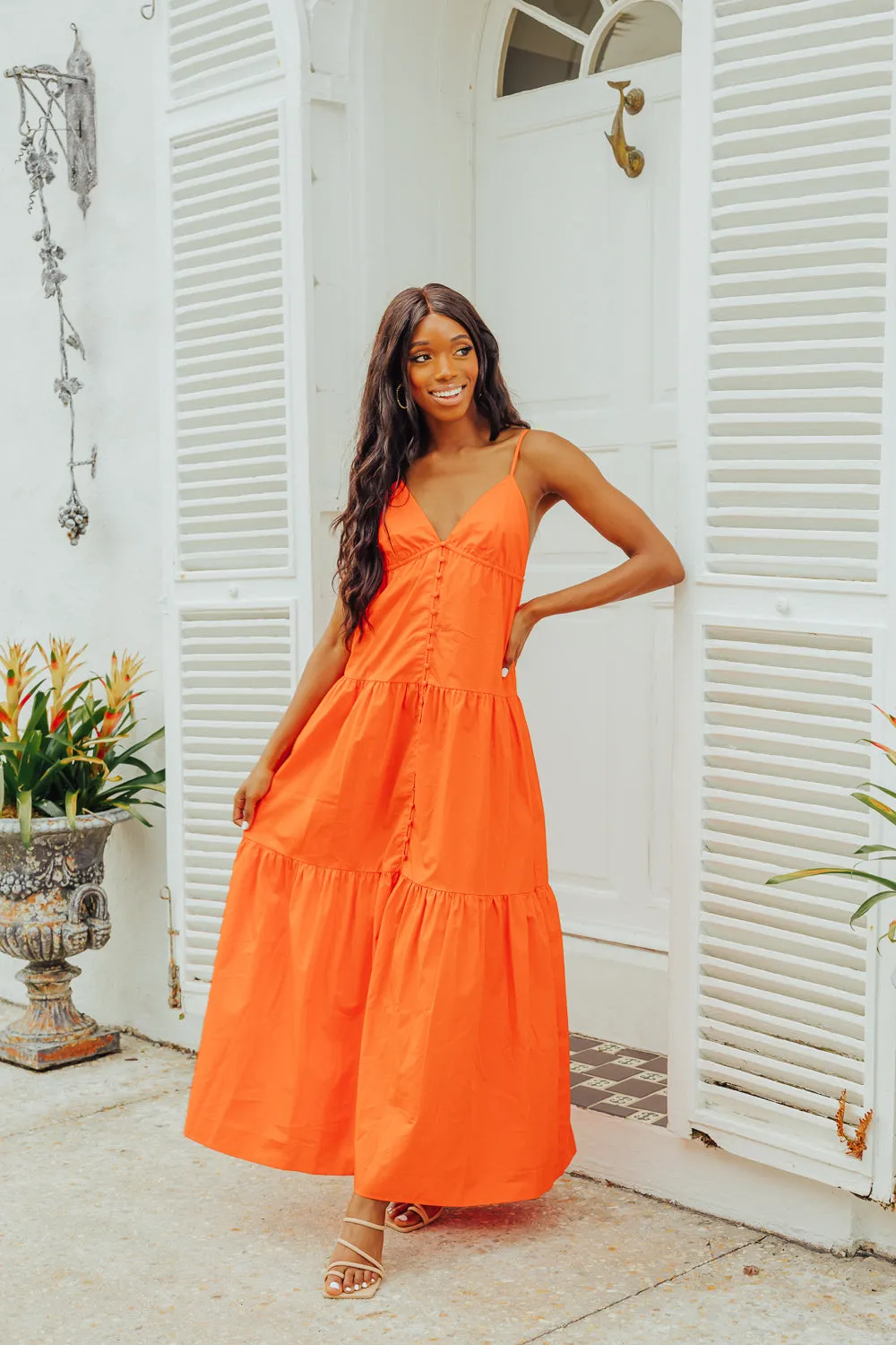 Kenna Tiered Maxi Dress - Tangerine sold by Buddy Love product image thumbnail 2