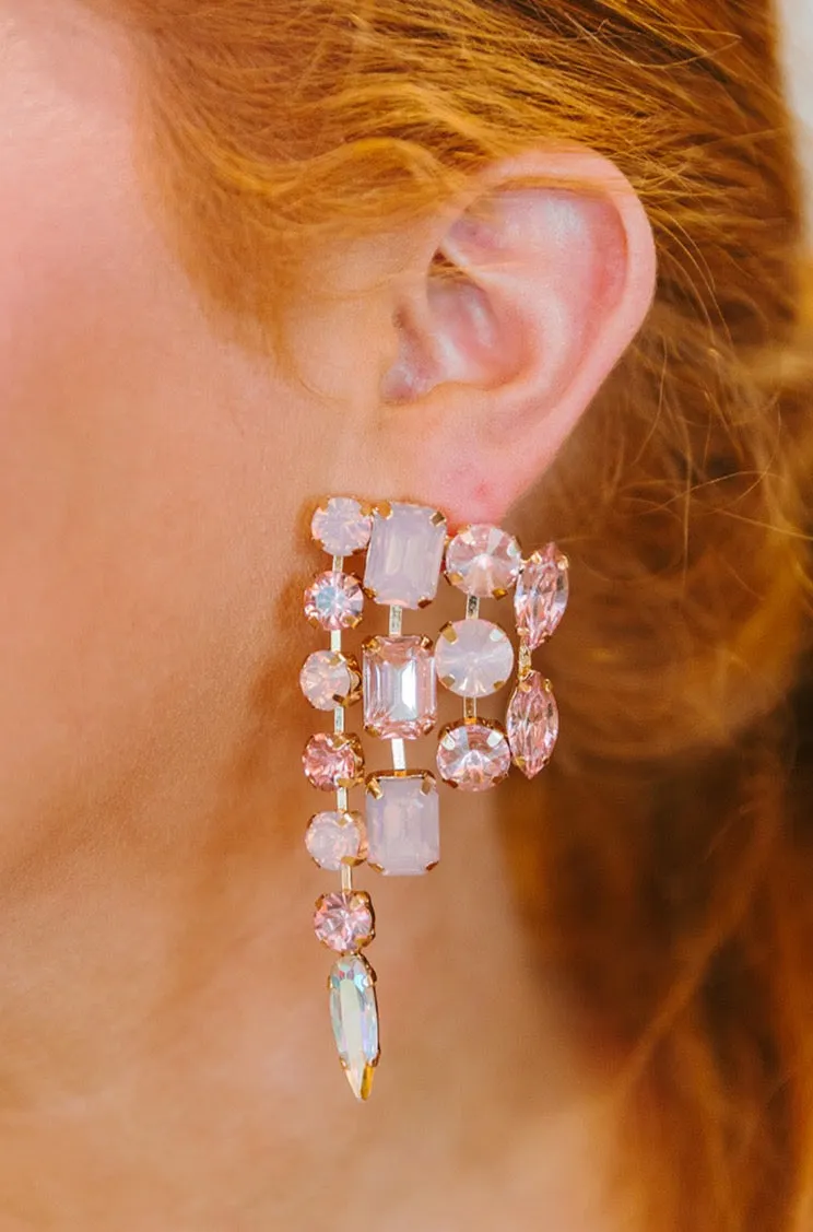 Jeweled Statement Earrings - Pink sold by Buddy Love