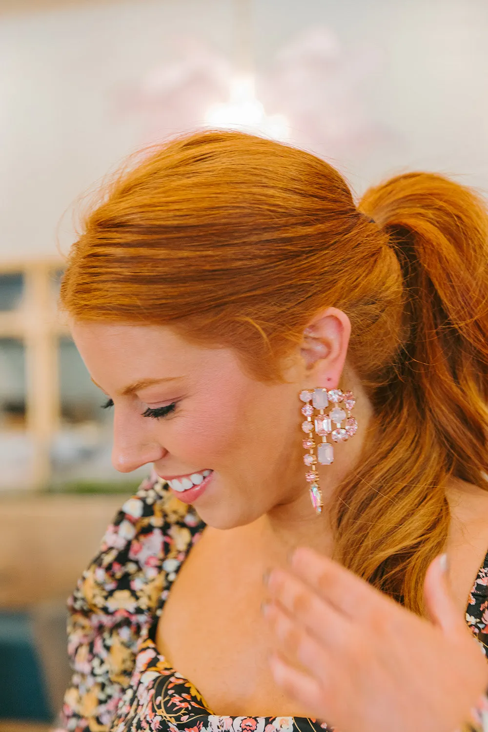 Jeweled Statement Earrings - Pink sold by Buddy Love product image thumbnail 2