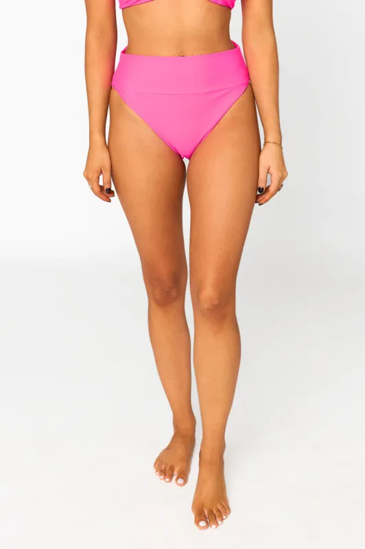 Duval High-Waisted Bikini Bottoms - Hot Pink sold by Buddy Love