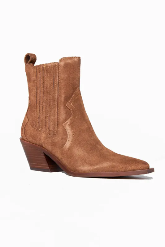 Senna Suede Booties - Chestnut sold by Buddy Love