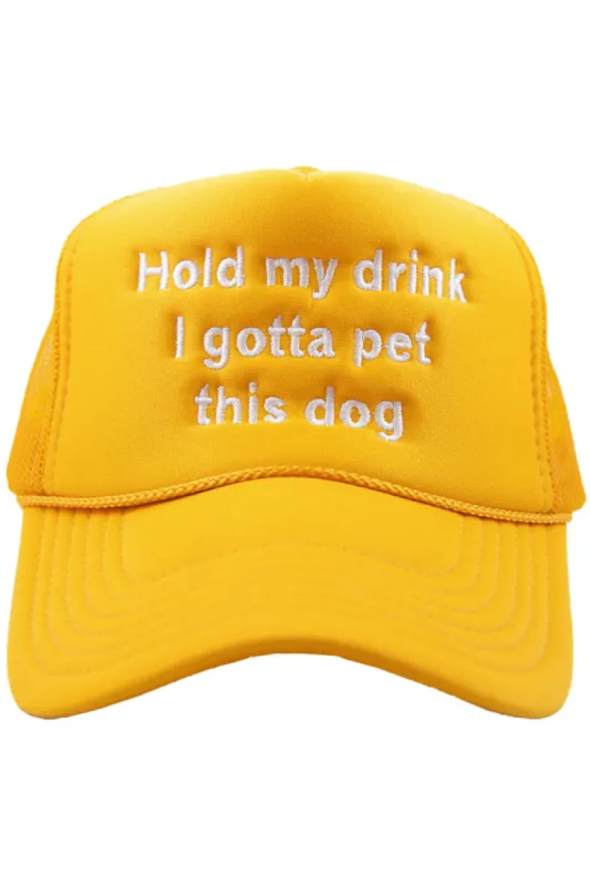Hold My Drink Embroidered Trucker Hat - Orange made by Katydid