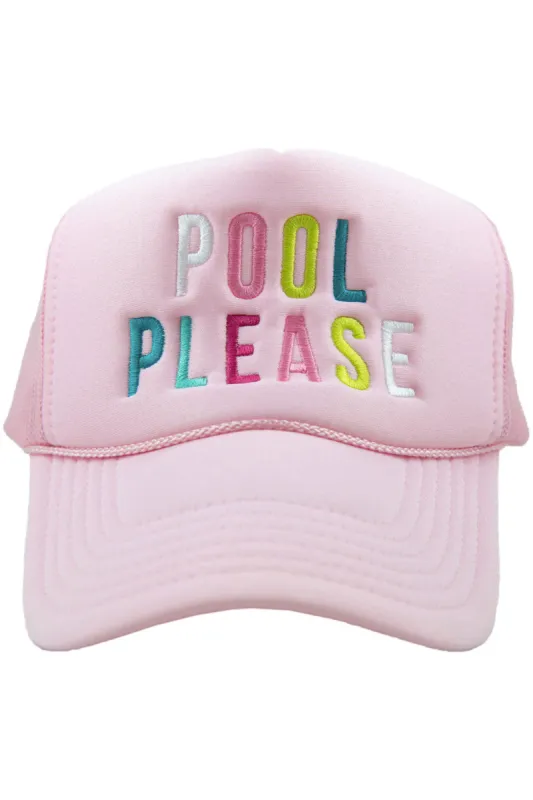 Pool Please Embroidered Trucker Hat - Light Pink sold by Buddy Love