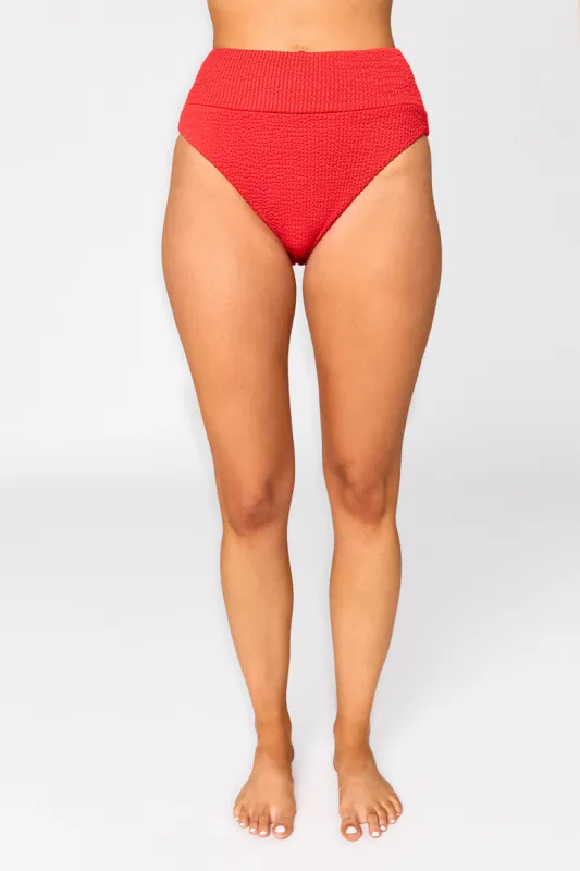 Rita High-Waisted Bikini Bottoms - Red sold by Buddy Love