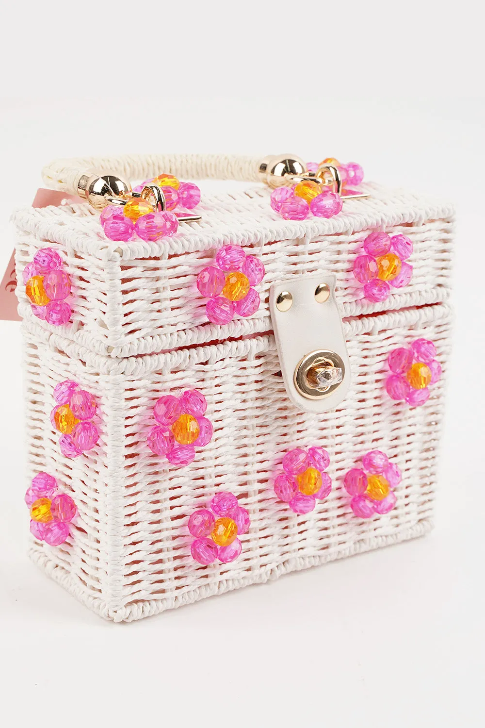 Daisy Bag - White + Hot Pink sold by Buddy Love