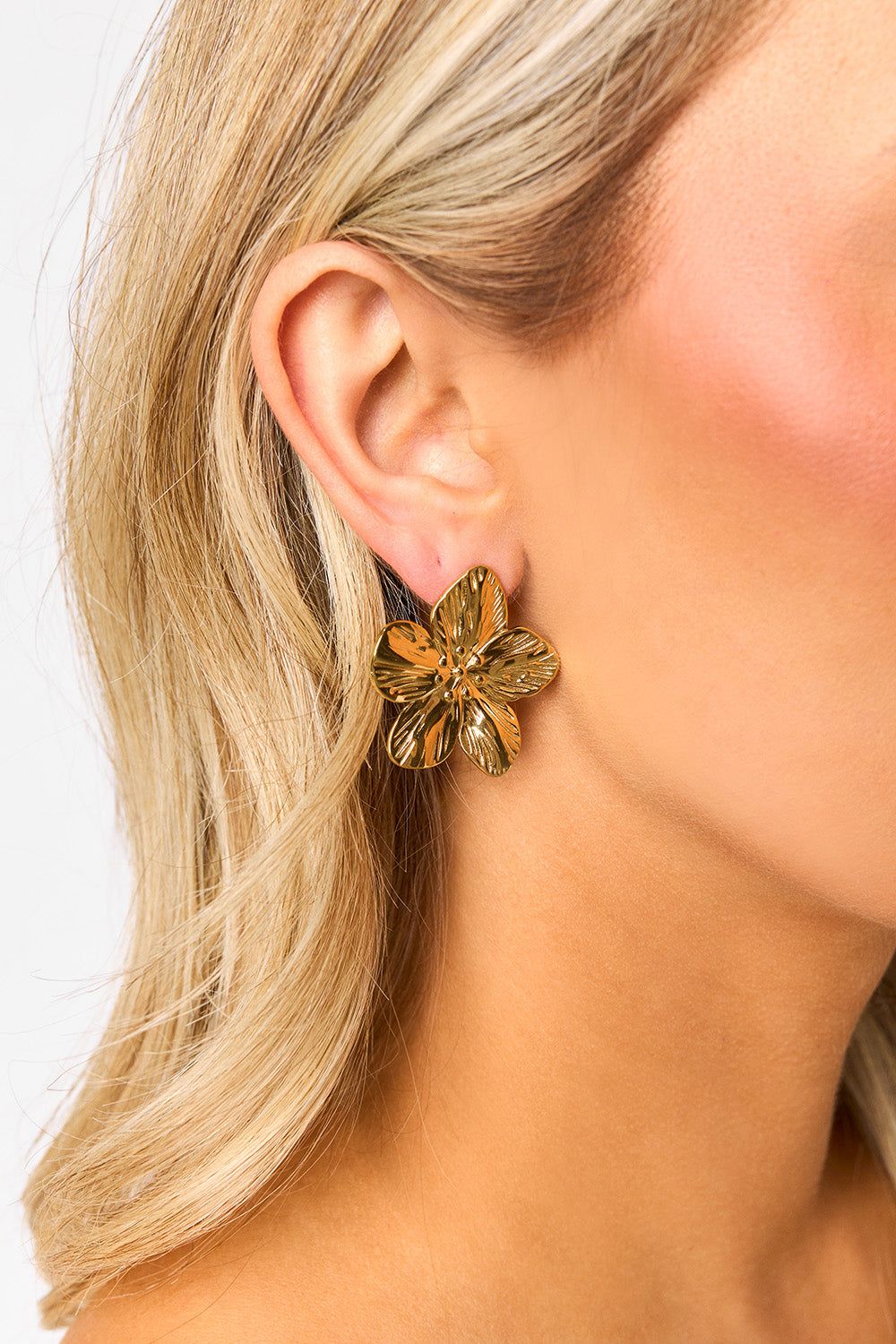 Irene Flower Studded Earrings - Gold sold by Buddy Love product image thumbnail 2