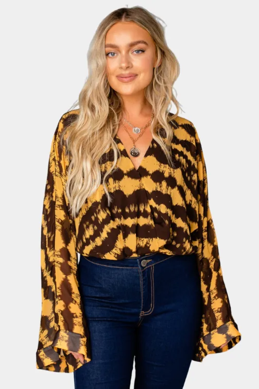 Ariana Kimono Sleeve Bodysuit - Radioactive sold by Buddy Love