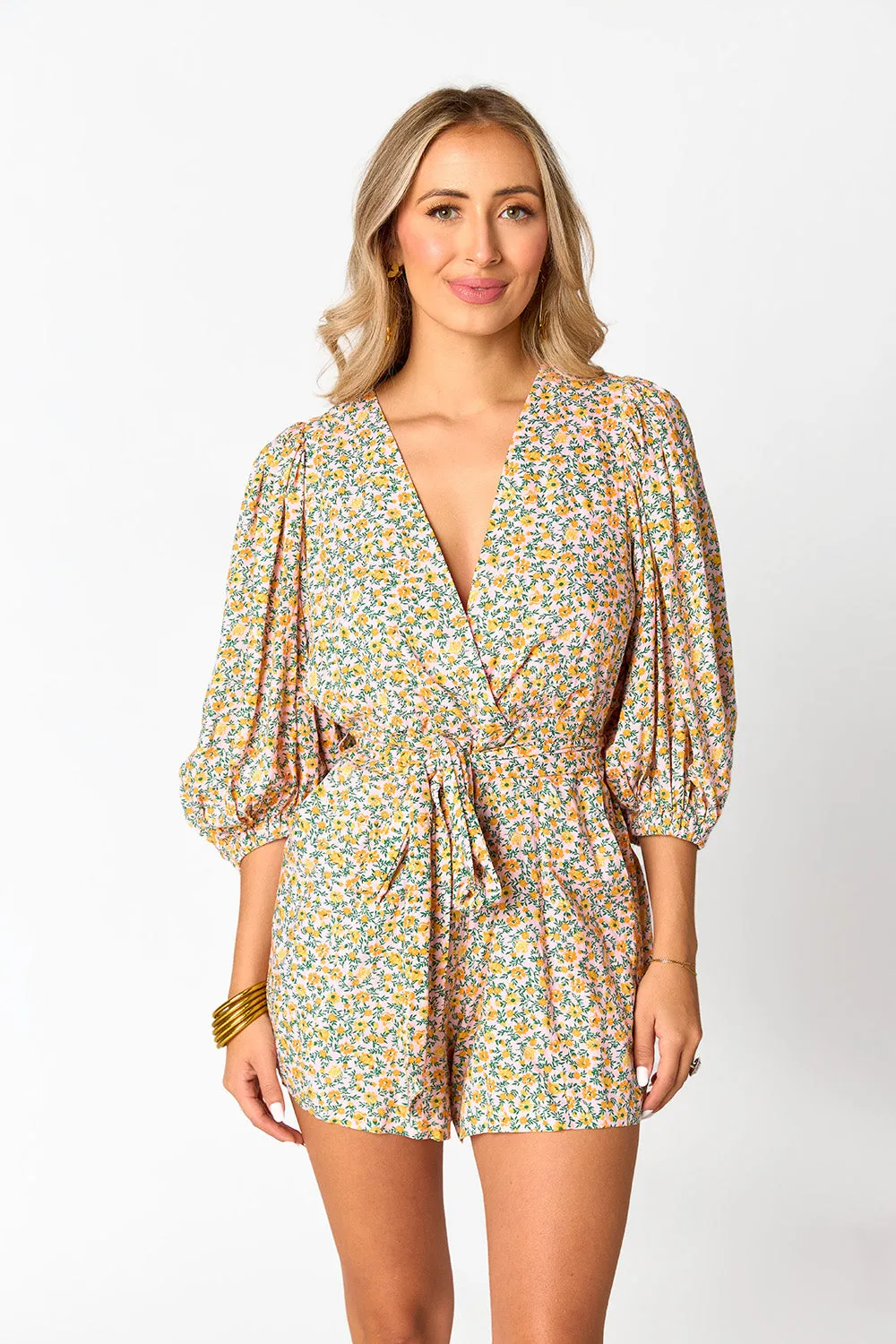 Julia Short Sleeve Romper - Magnolia sold by Buddy Love