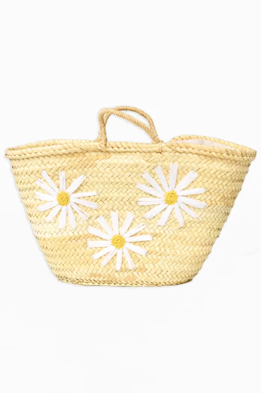 Daisy Babe Straw Bag - White sold by Buddy Love