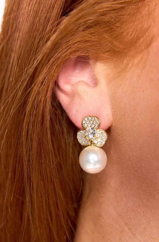 Pearl Flower Earrings - Gold sold by Buddy Love